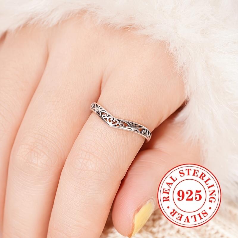 Vintage 925 Sterling Silver Rings for Women Carved Pattern Hollow Out Finger Accessory Exquisite Punk Party Jewelry Gifts