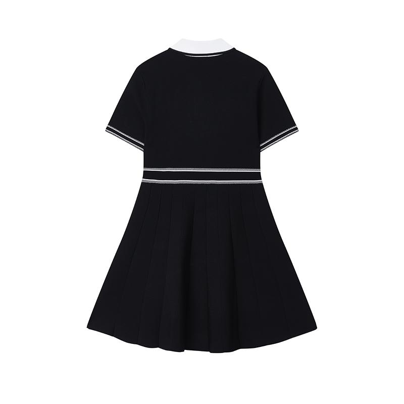 FILA White Series Versatile Slim Fit Fashion Comfortable Polo Collar Short Sleeve Dress Women Dresses Legendary-Blue F11W523303F-NV