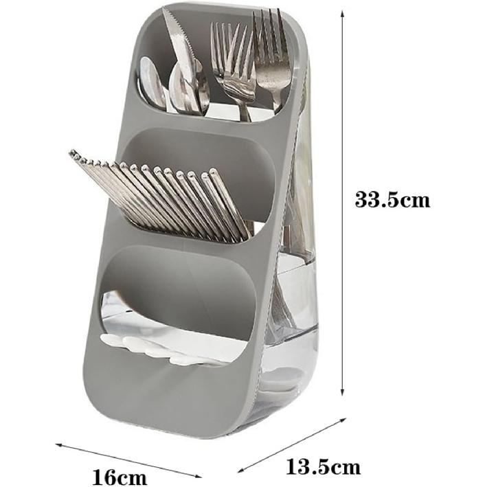 Cutlery Holder Stand 3-Format Vertical Utensil Holders, Kitchen Utensil Organizer for Countertop, Cutlery Drainer Sink Caddy Spoon Chopsticks Fork