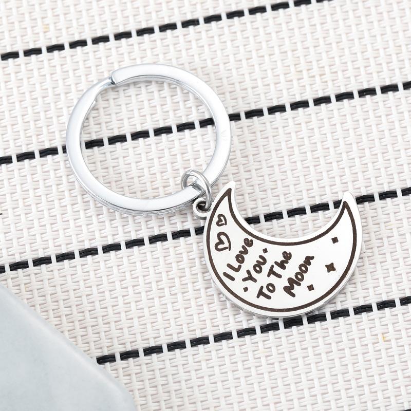 Planet Moon Stainless Steel Couple Keychain Romantic Universe Design Fashion Pendant Practical Valentine's Day Gift