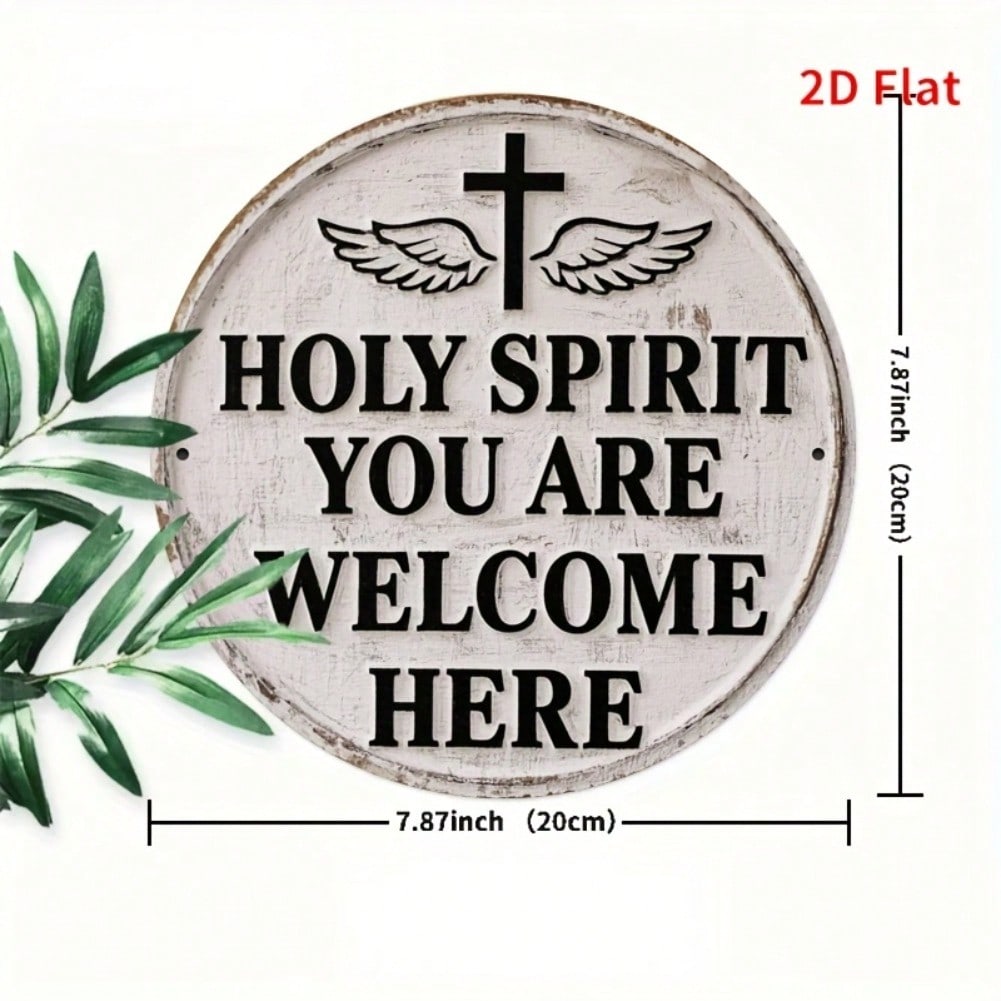 Vintage Holy Spirit Dove Cross Bohemian Metal Wall Art Rustic White Finish Home Decor 20x20