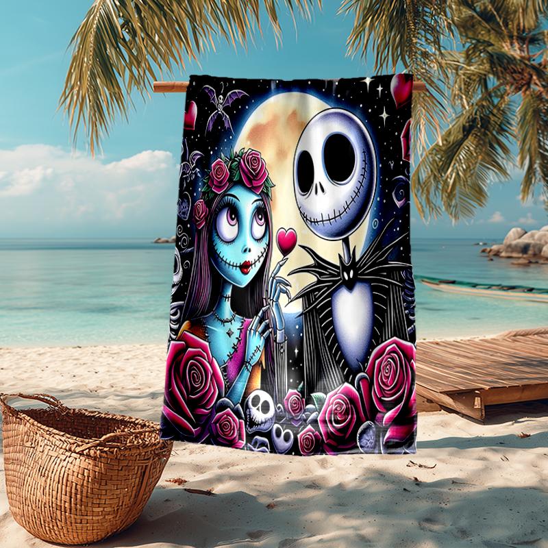 Ultra-Soft Beach Towel with The Nightmare Before Christmas Theme,Ideal for Pool - Camping, Diving - Perfect Travel Essential, Vibrant Beach Towel.