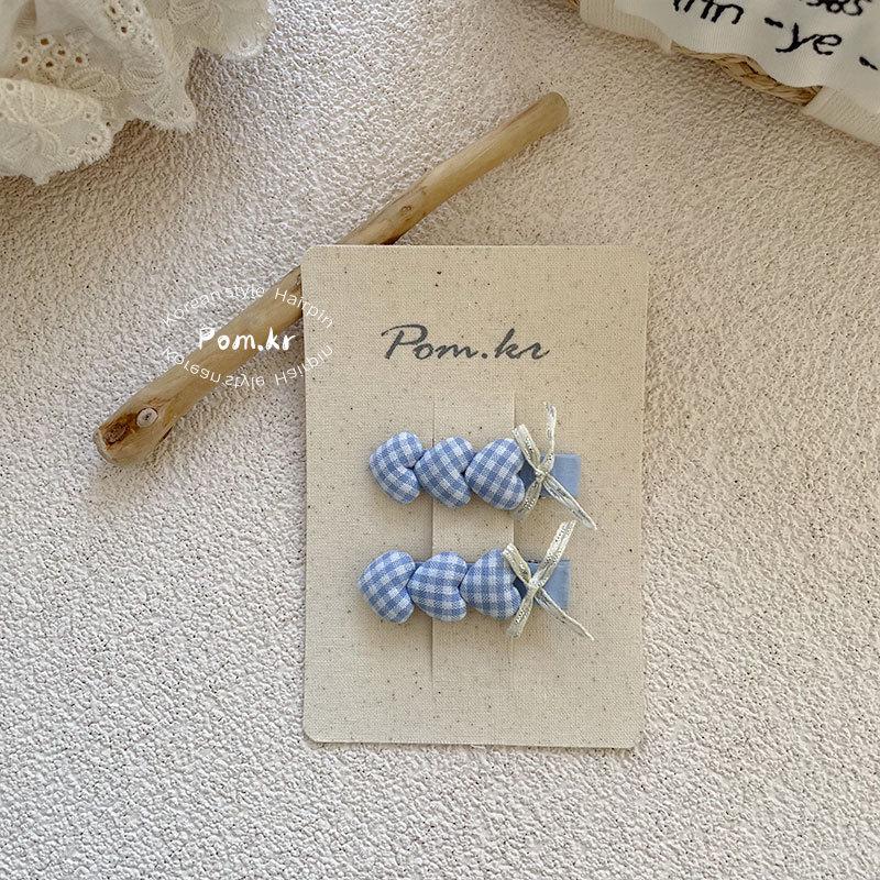 Blaue Haarspangen im koreanischen Stil für Kinder - Schleife mit Spitzenkanten