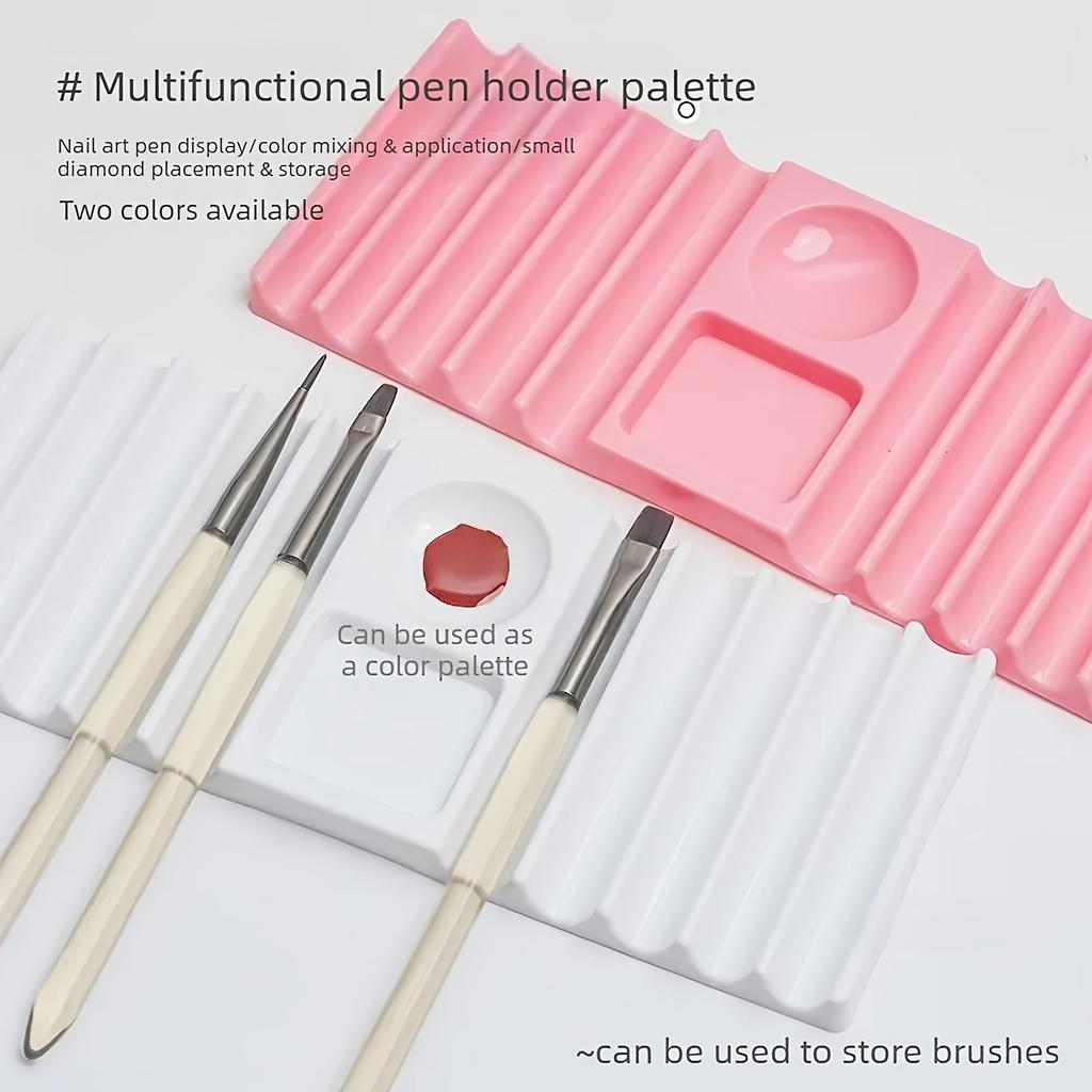 1 PC Multipurpose Nail Art Stand and Pen Holder - Dual Mold Base with Brush Storage Rack, Nail Extension Molds, Nail Brushes, Nail Technician Use