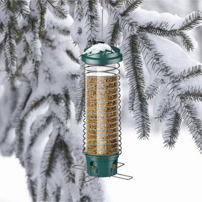 Squirrel Proof Hanging Feeder Birdseed Dispenser Metal Bird Bird Feeder Garden with 4 Feeding Ports