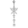 Damen Edelstahl Sexy Strand Schmetterling Zirkon Anhänger Perforierte Bauchnabelringe 10mm Vergoldet Drittanbieter-Zertifiziert Trendig