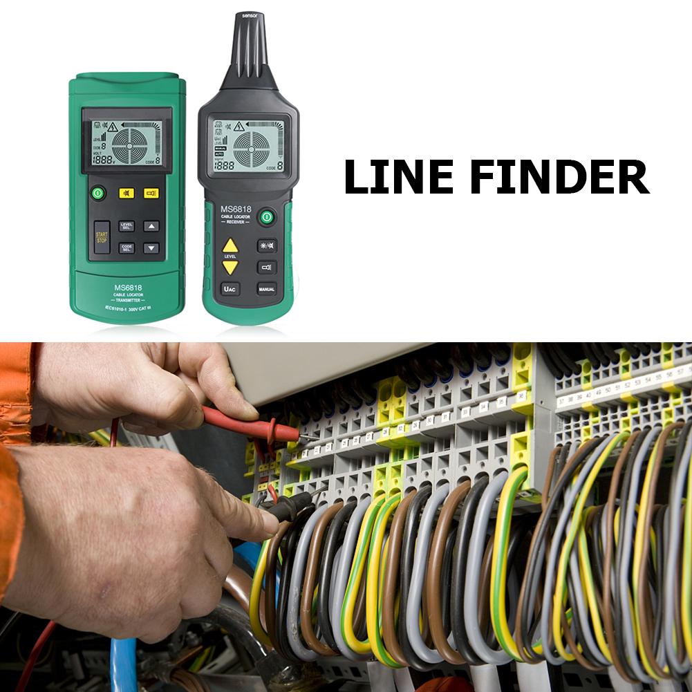 MS6818 Professional LCD Cable Tester Wire Tracker Metal Pipe Locator Detector Line Finder Tracer Checker Voltage 12-400V