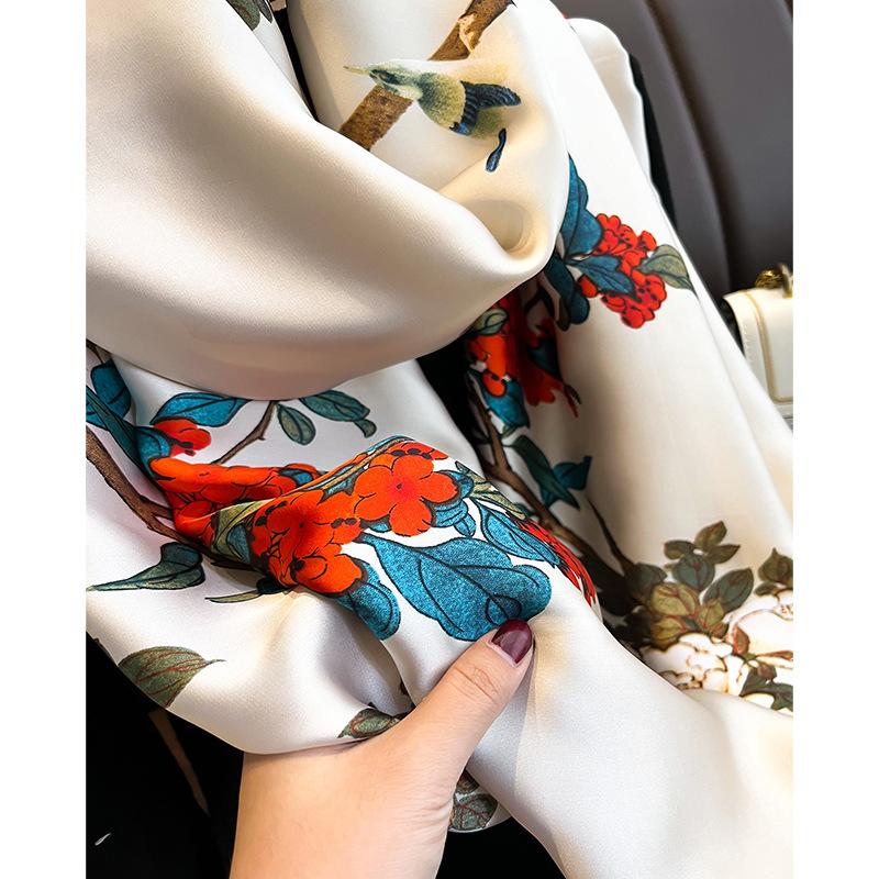 Silk Scarf Women's Autumn and Winter Long Scarf Foreign Fashion New Versatile Matching Shirt High-end Thin Scarf