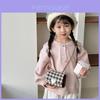 Adorable Korean Style Mini Plaid Crossbody Bag For Kids With Charming Chain Design