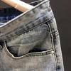 Holes Jeans Slim-fitting Cropped Zipper Closure Small-footed Mid Waist Daily Wear Breathable