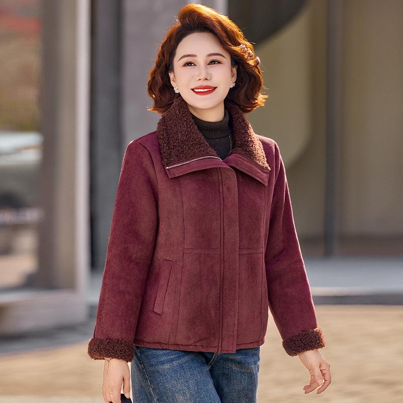 

Mom s Warm & Stylish Fleece-Lined Winter Jacket - Perfect for Middle-Aged & Elderly Women 2XL (105-120 lbs) червоний