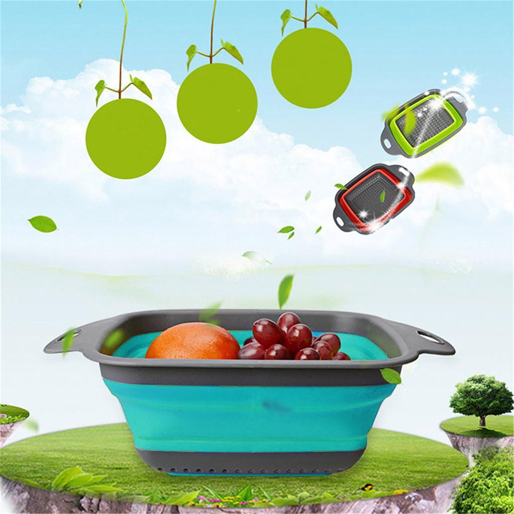 Foldable Silicone Colander Fruit Vegetable Washing Basket Strainer Kitchen Tool