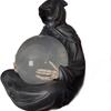 Gothic Black Robe Reaper Crystal Ball Sculpture Can Shine Home Living Room Bedroom Desktop Ornament Decoration