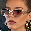 European And American New Fashion Metal Hollow Advanced Sunglasses Casual Uv Protection Sunglasses Women'S Internet Celebrity Glasses