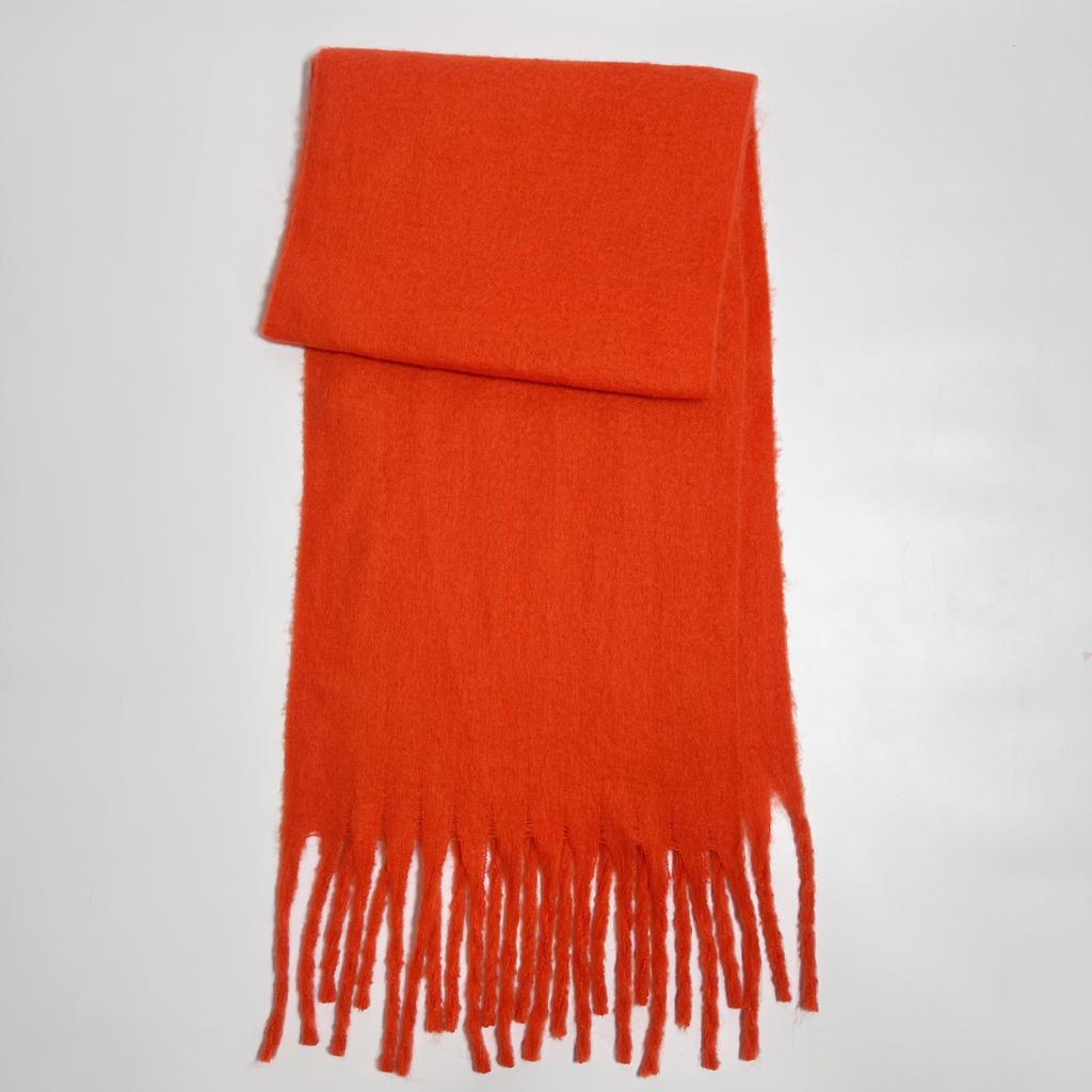 Versatile mohair solid color scarf women's winter thickening simple warmth enlarged shawl scarf