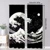 2 Pcs Waves of Kobe Bay Print Curtains,suitable for Bedroom,living Room Kitchen Decoration,home Decoration,window Decoration