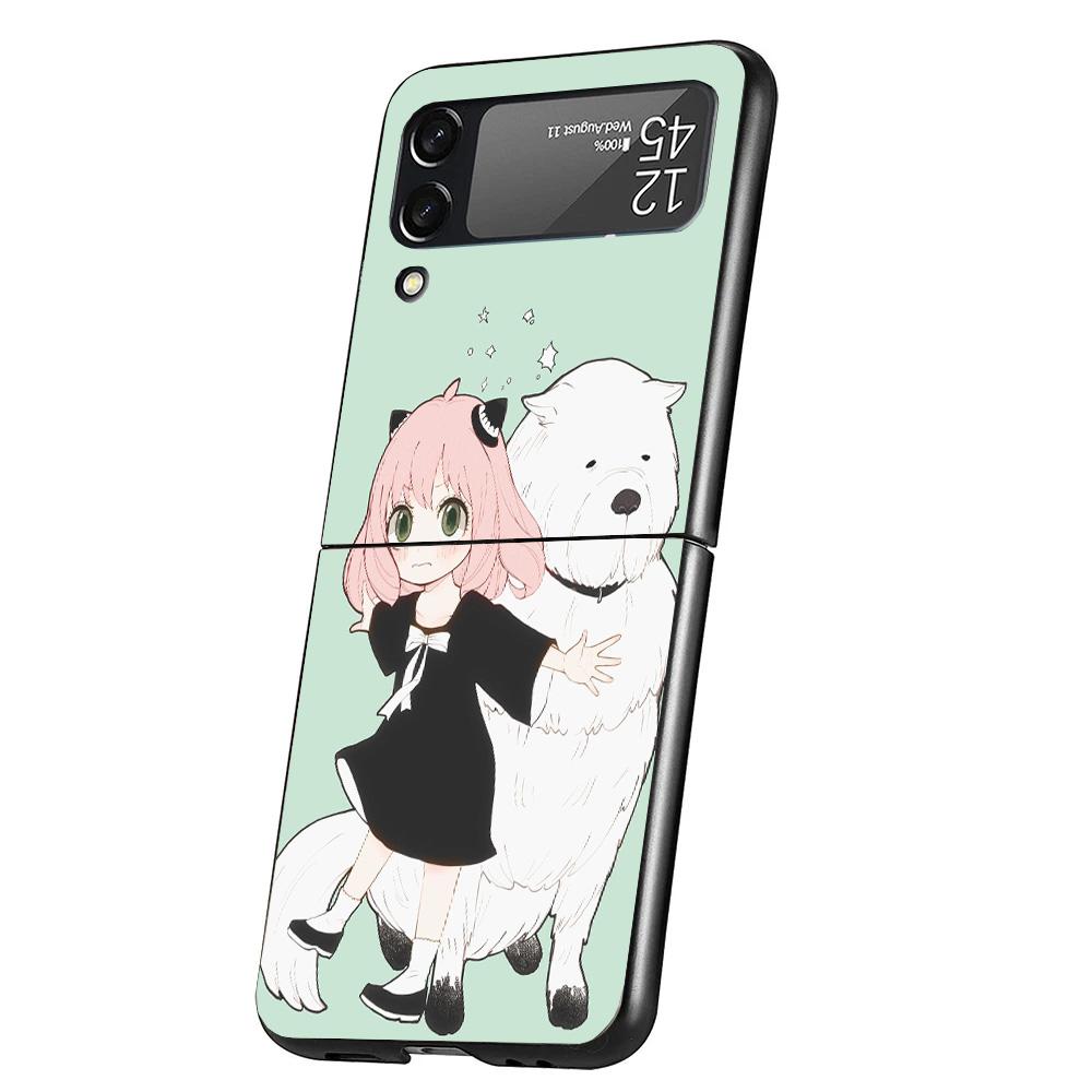 Spy Family Anya Cute Case Phone Cover for Samsung Galaxy Z Flip 7 6 5 4 3 5G ZFlip7 ZFlip6 ZFlip5 ZFlip4 ZFlip3 Black Fundas Gal