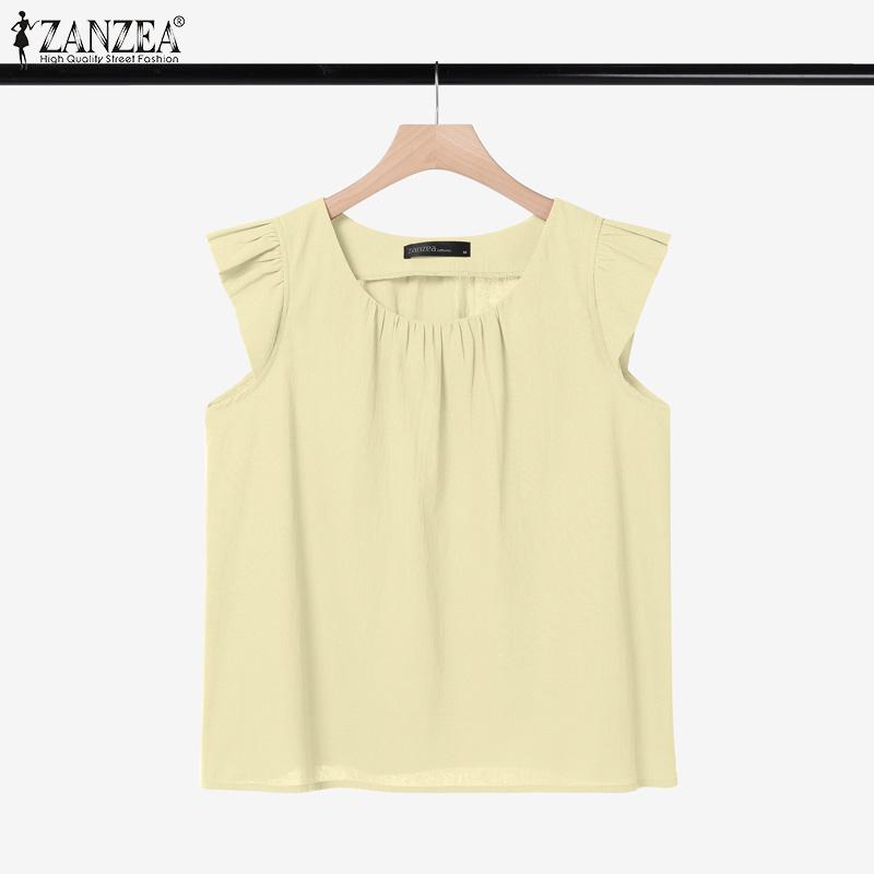 ZANZEA Women Summer Casual Solid Color Loose Sleeveless Tank Tops