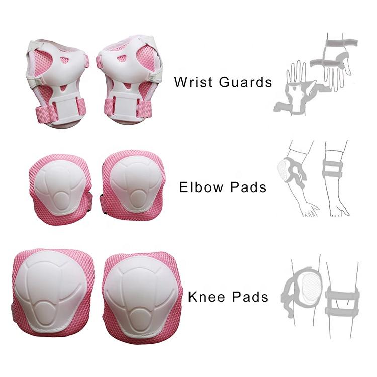 6 Pieces Children's Sports Roller Skating Skateboard Protective Gear Knee Pad Hand Elbow Pads