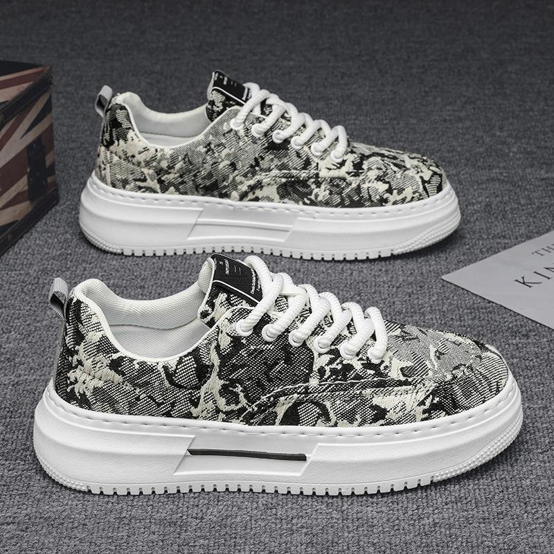 Sneaker Casual Men Designer Board Shoes Fashion Casual Microfiber Leather Canvas Breathable Height Increased Flat Platform Shoes