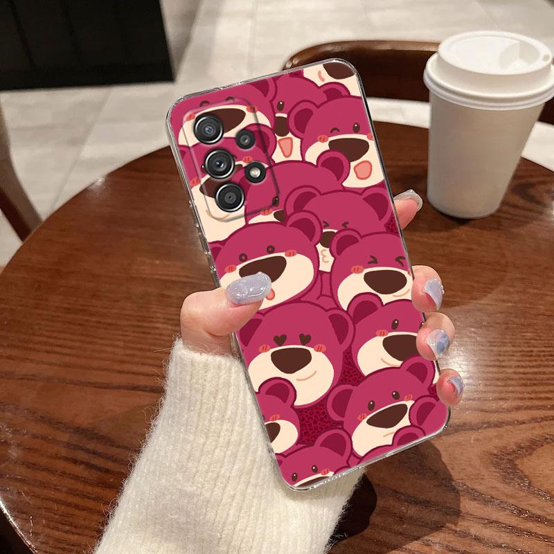 Clear Case For Samsung Galaxy A57 A37 A56 5G A36 Cases A55 A54 A35 A26 A07 A17 A16 A06 A34 A15 Soft Cover Strawberry Bear Lotso