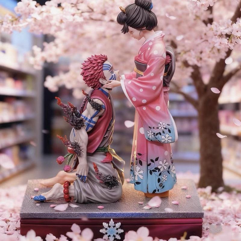 Demon Slayer 27cm GK Popart Akaza Koyuki Figure Cherry Blossom Scene Statue Desktop Ornament Presents Anime Collectible Model Toys