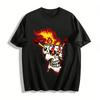 Flaming Skull Match Graphic Streetwear Casual Short Sleeve Tee Pure Cotton T-shirt