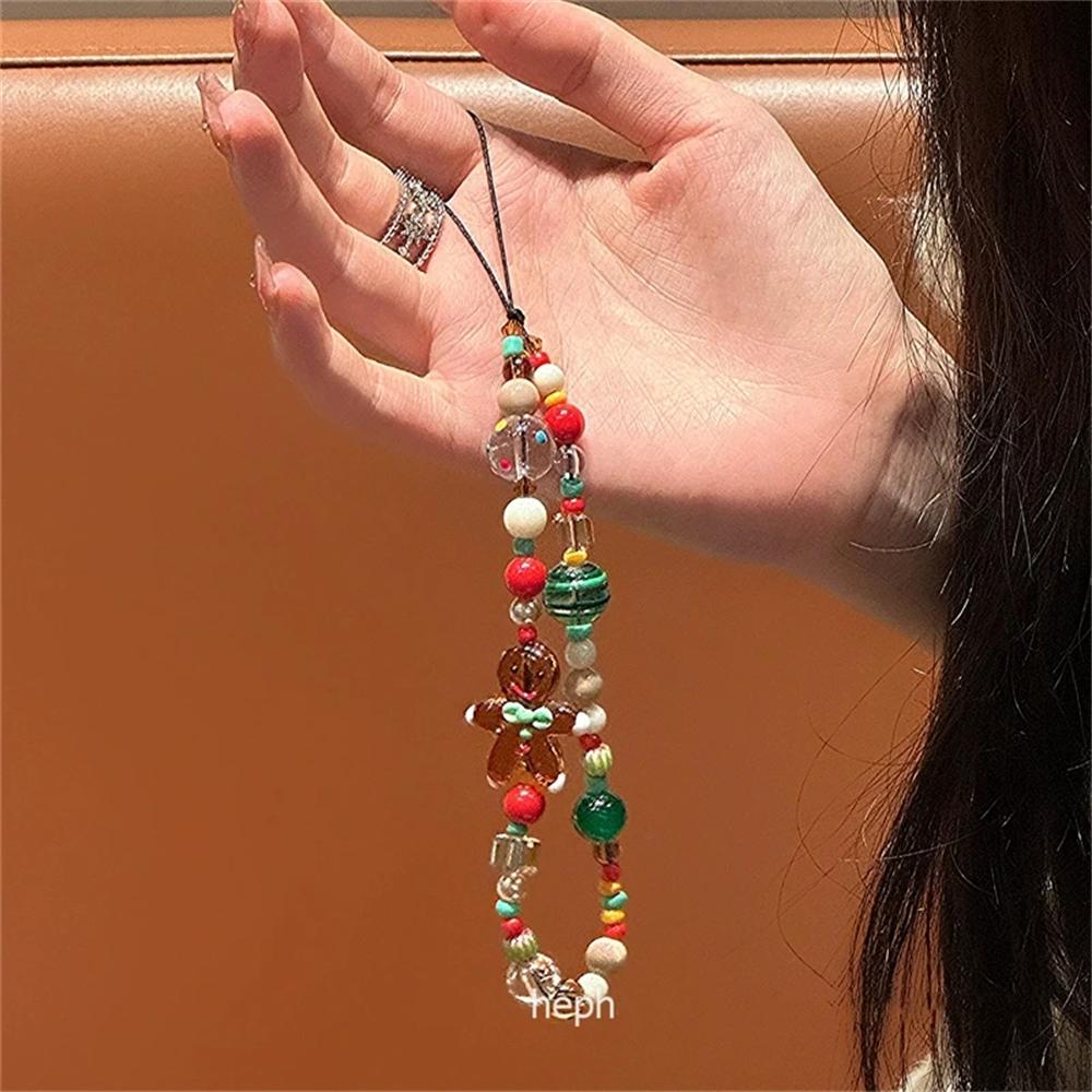 

Cute Christmas Phone Chain Pendant Wrist Strap Anti-lost Lanyard Festival For iPhone Decorative Strap Bracelet Phone Accessories