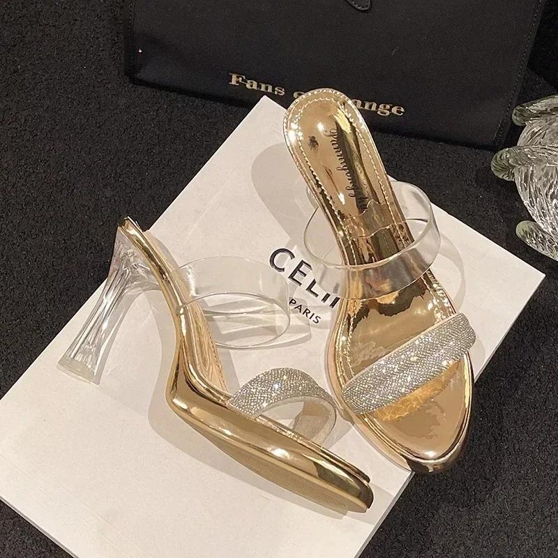 Fashion 2025Women Summer Outdoor Sandals High Heels  Fashion Female Slippers Elegant Slides Platform Rhinestone Casual Party Shoes