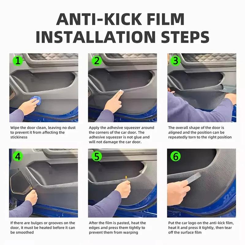 Leather Carbon Mat Door Anti-kick Pad For Hyundai Tucson TL 2015 2016 2017 2018   LHD RHD Car Interior Trim Accessories