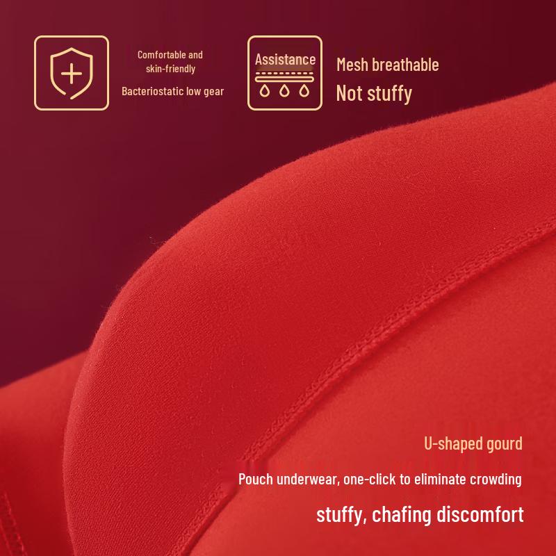 LANGSHA Men's Lucky Red Cotton Boxer Briefs Set