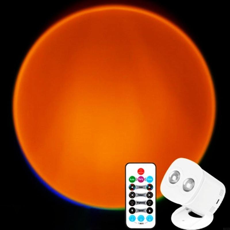 LED Sunset Night Light Projector Home Decoration Lighting Portable Projection Light with Remote Control M4YD