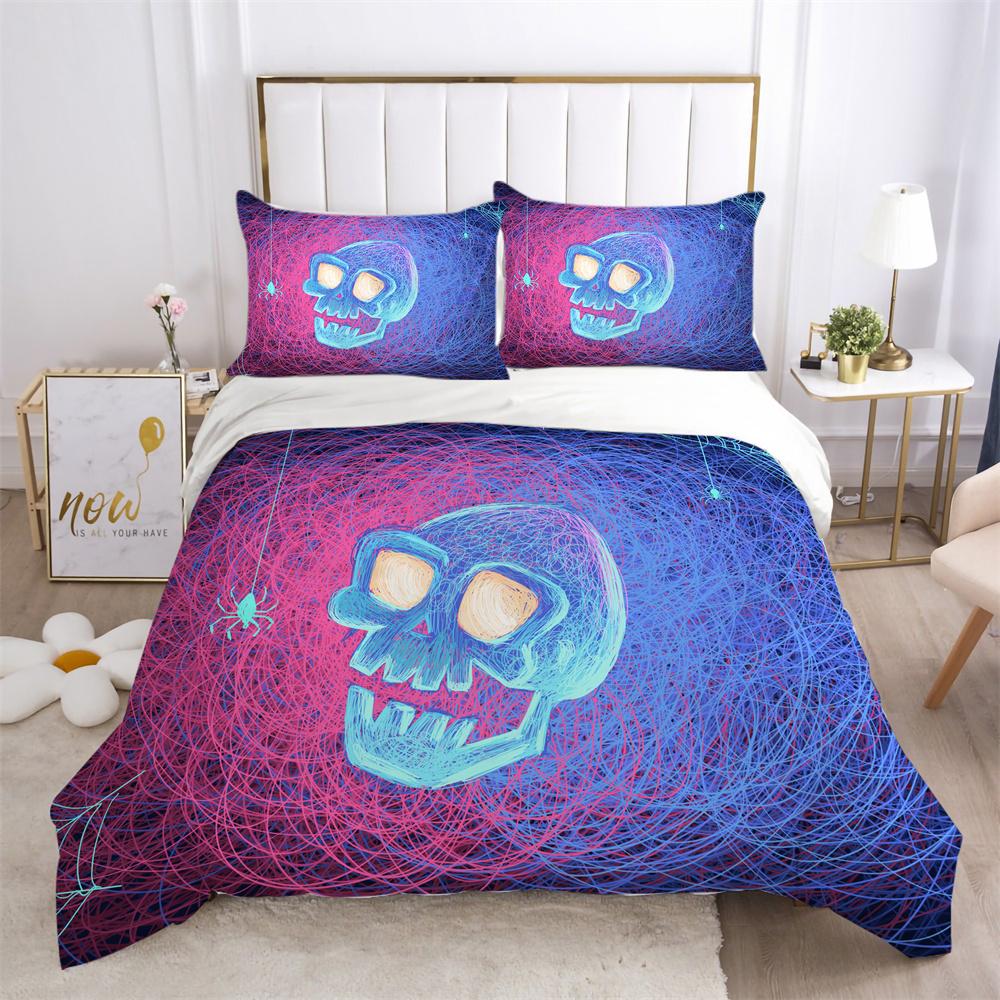 Narzuty na łóżka z nadrukiem czaszki 3D, rozmiar pojedynczy, poliester, projekt pościeli, miękkie, wysokiej jakości tekstylia domowe