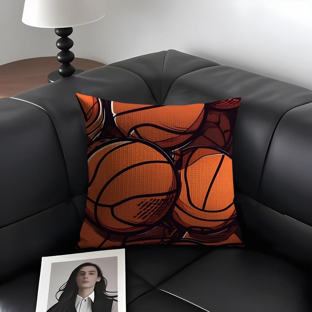 Basketball Sport Cushion Cover Natural Linen Organic Fabric Double-Sided Printing Sofa Home Decor Gift Pillow Case