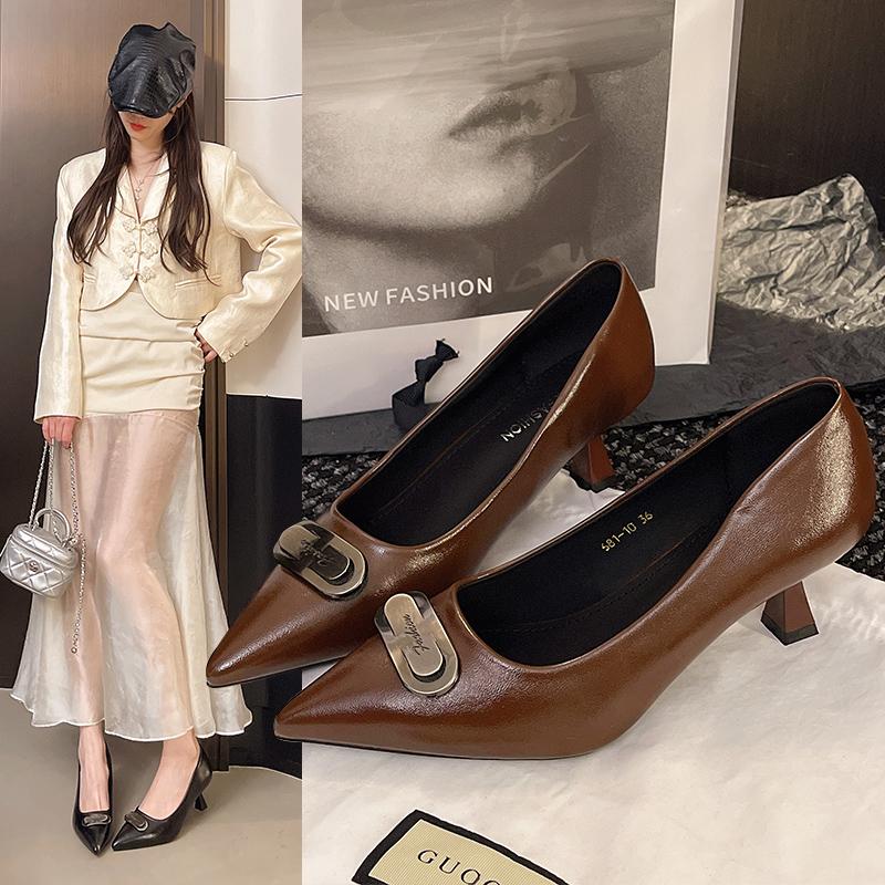 Fashion Low Heel Slip On Women Mary Jane Shoes Fashion Shallow Pointed Toe Shoes Outdoor Party Dress Ladies Shoes