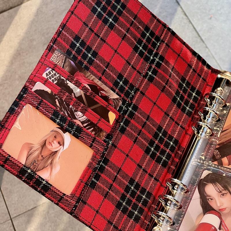Y2K Checkered Star Denim A5 Photo Card Album Vintage Sweet & Cool Style Binder Idol Photocard Collect K-Pop Polaroid Storage