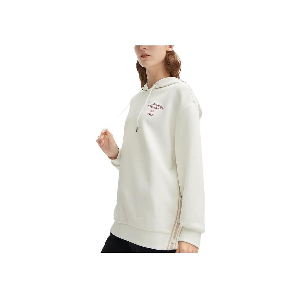 Fila Heritage Series Printed Letter Hoodie Women Sweatshirt Cloud-Mushroom-White F11W418214F-WT