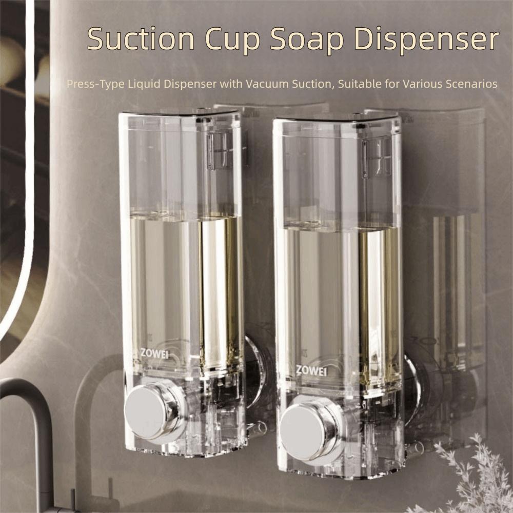 Suction Cup Refillable Soap Jar Transparent Hand Soap Press Bottle Wall-mounted Soap Dispenser Spa