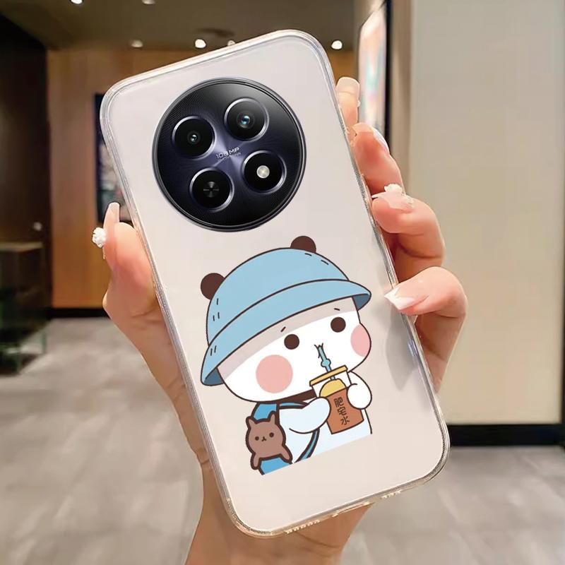For Realme 12 4G 12+ 13+ Plus 13 Pro+ Plus 5G Case Fashion Flowers Painted Clear Silicone Phone Cover Fundas Funny Cat Couple
