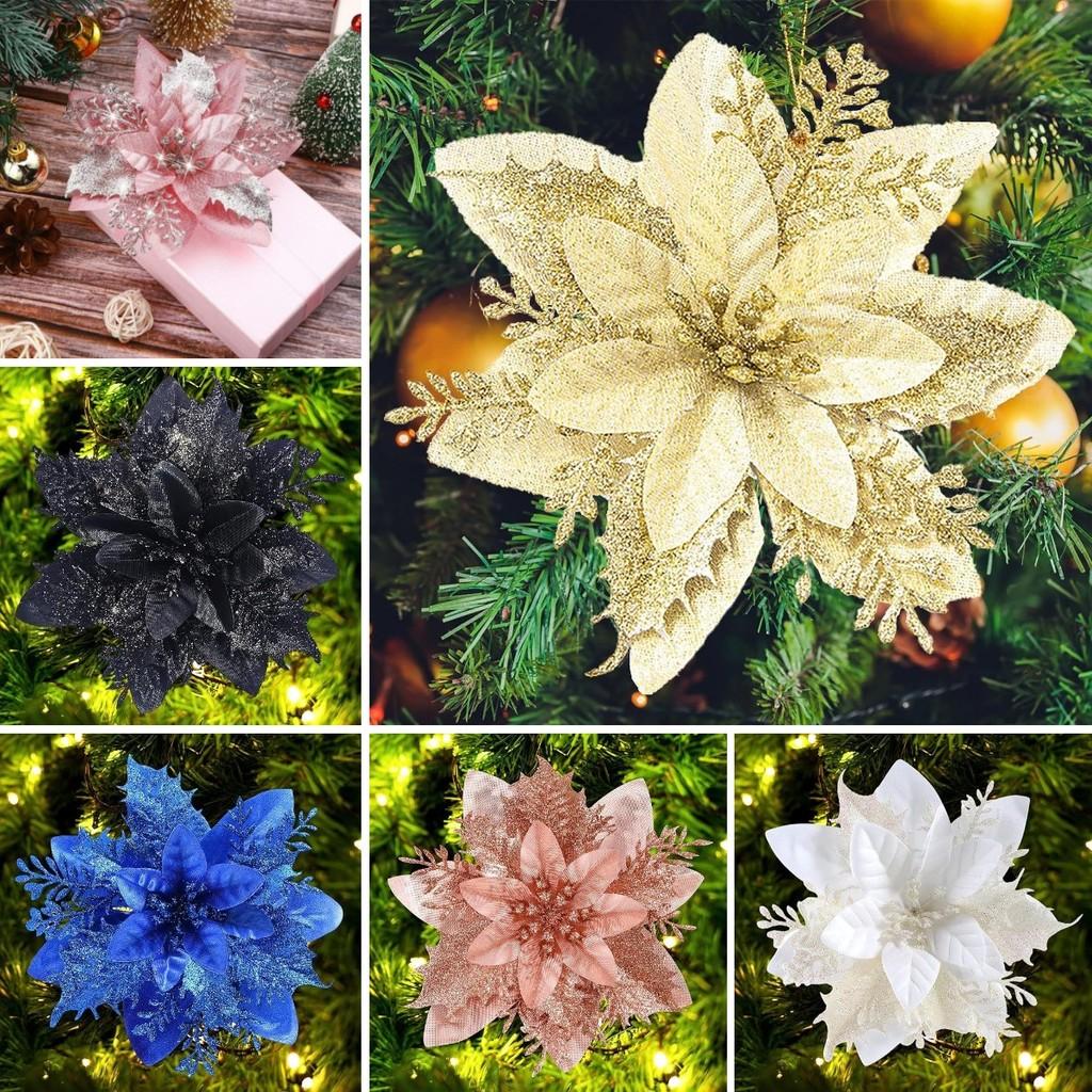 Atemberaubender 14,5 cm Weihnachtsschmuck Glitzernder floraler Kranz für Türen und Fenster