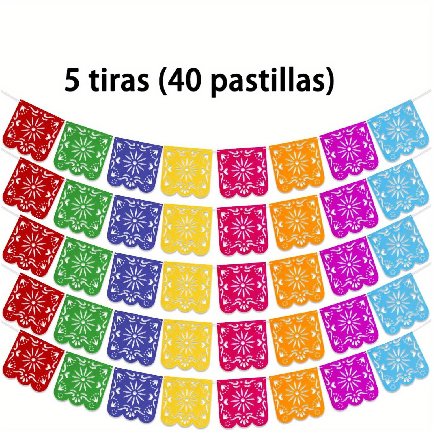 

5 Гирлянд из мексиканского фетра (40 Пастилла) – Папель пикадо на День мертвых, Декор для фиесты на день рождения, Флажки на Синко де Майо, Гирлянда на День мертвых 5packs