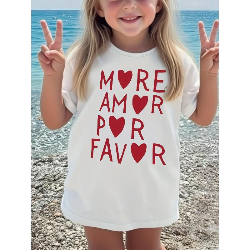 Europese maten zijn meer gewenst. T-shirt met Spaanse letterprint, zachte stretchstof, ronde hals, korte mouwen, zomertop met Spaanse tekst.