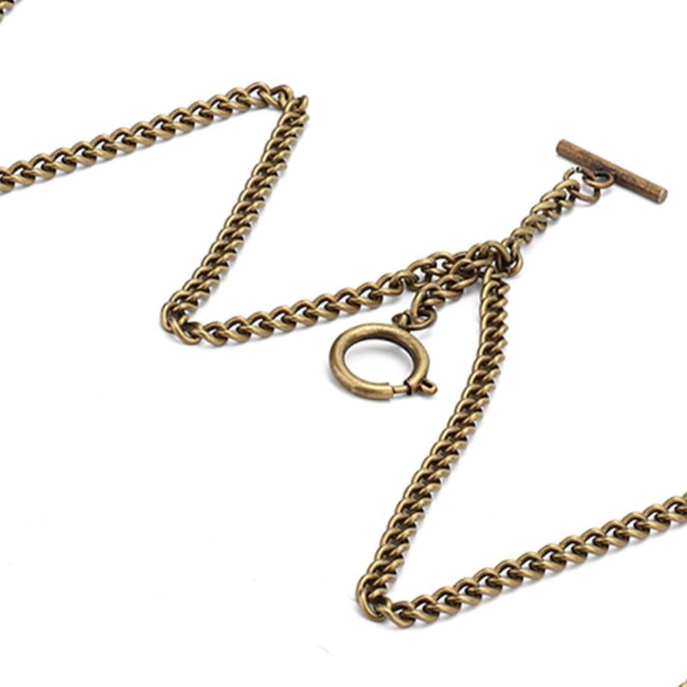 Bronze Vintage Pocket Watch Chain 3 Hook T Bar Classic Antique Present  Vest Chain