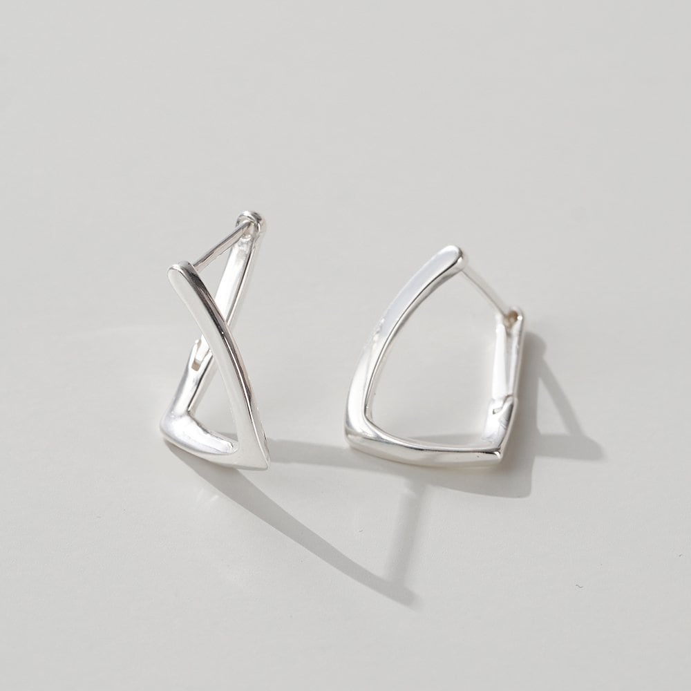 [Worn by Son Ye-jin] 925 Silver Twin One-Touch Ring Earrings W Gold