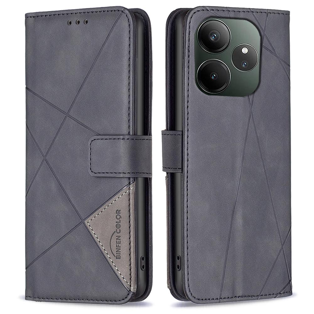 Pro Realme GT 6 5G/GT 6T 5G Pouzdra na telefon Peněženka Stojánek Geometrický potisk Kožený kryt