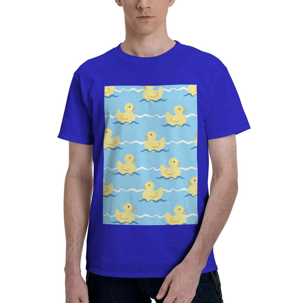 cute duck swimming seamless pattern Men TShirt Plus Size T Shirts Mens ONeck Cotton Tees Short Summer Male