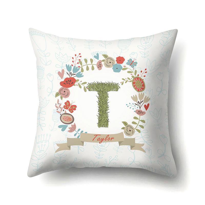 Polyester Pillowcase Car Decoration Home 26 English Letters Plant Wavy Print Pillowcase