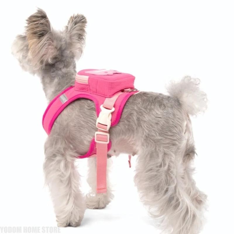Collars Harnesses Leads Dog Harness Backpack Leash Set Pet Travel Vest Detachable Storage Bag Adjustable Breathable Walking Trac