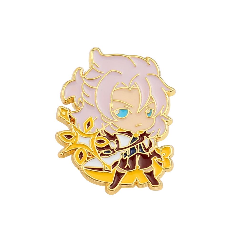 Game Genshin Impact Brooch Diluc Barbara Fischl Klee Paimon Cartoon Character Pins Badge Jewelry Accessories Gift for Fans