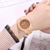 Wood Grain Quartz Watch Stylish Round Dial Watch Arabic Numerals Elegant Wristwatch for Men Women Daily Wear Office Parties Dating